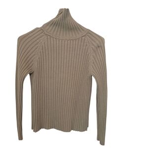 New York & Company Ribbed Turtleneck 100% Cotton Sweater Size M